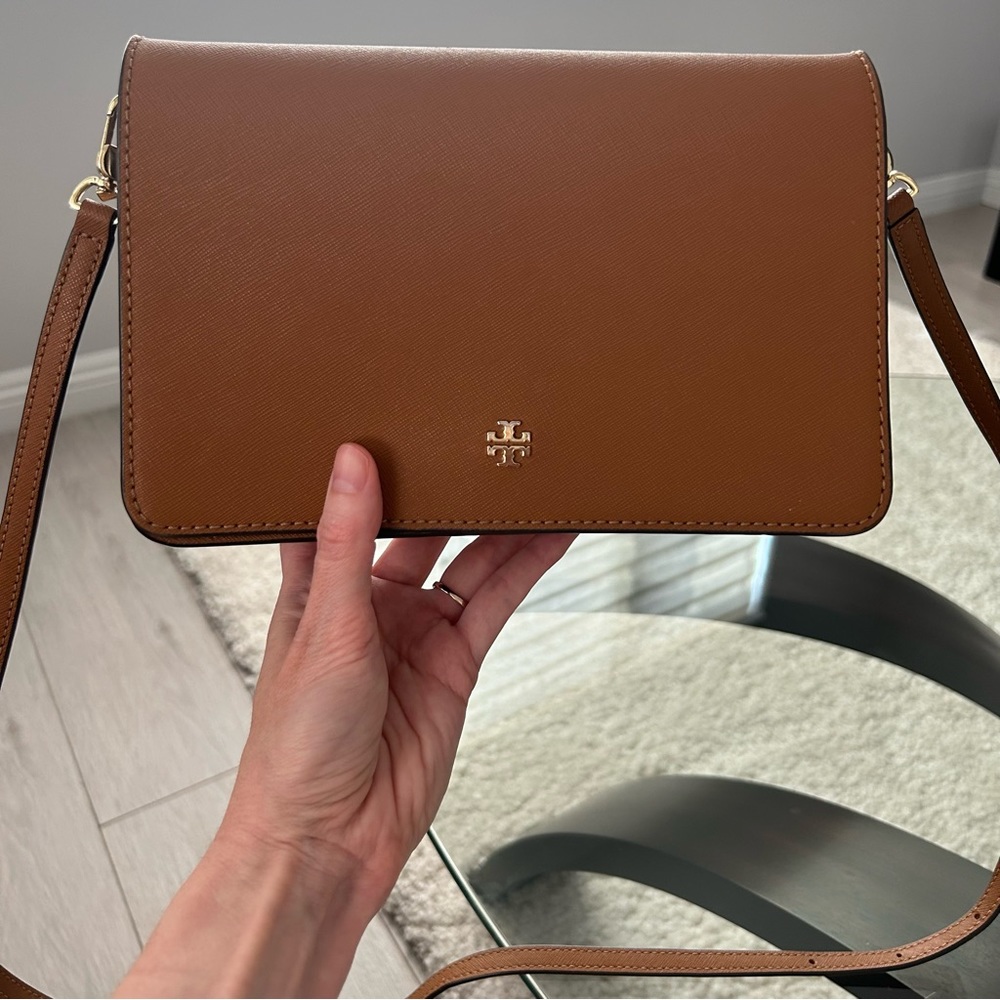 Tory Burch Emerson Combo Crossbody Purse Tiger Brown